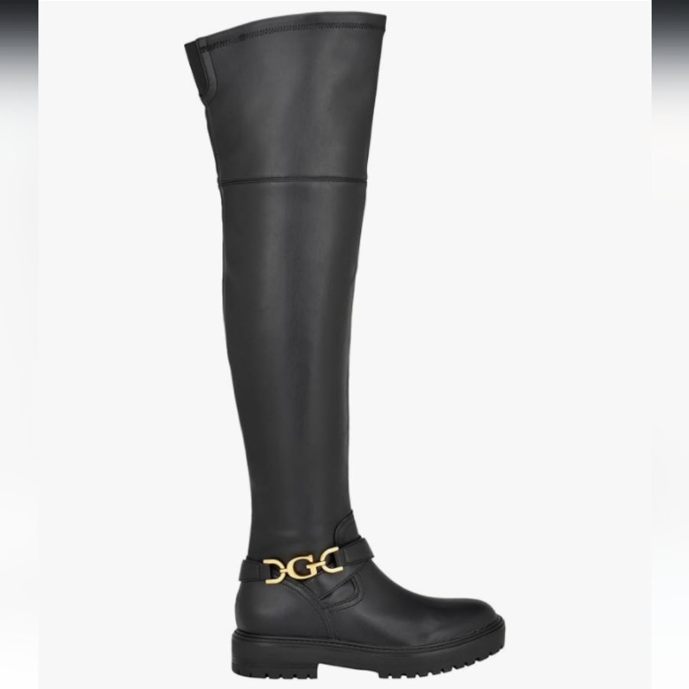 New w/Box Guess Jellio Vegan Leather 1/4 Zip Lug Sole Over The Knee Boots Size 7 - Picture 2 of 7